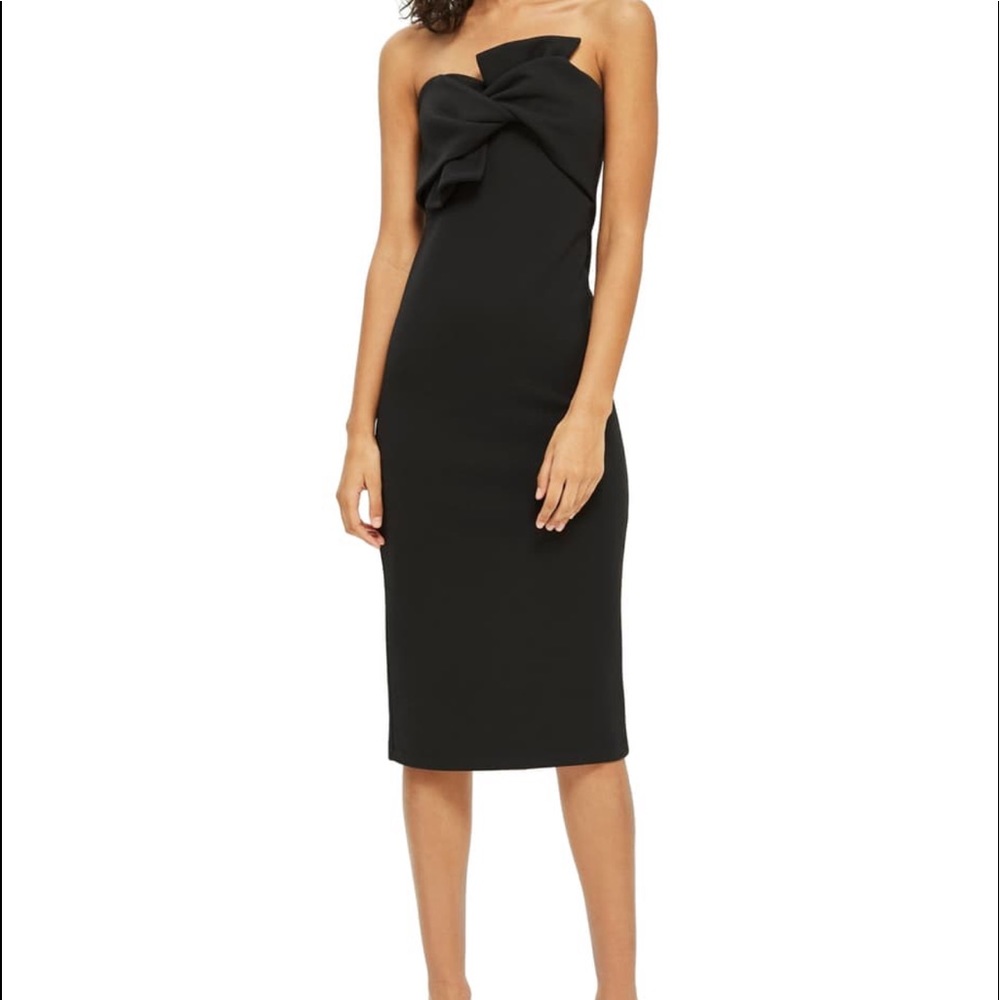 Bow Twist textured midi dress